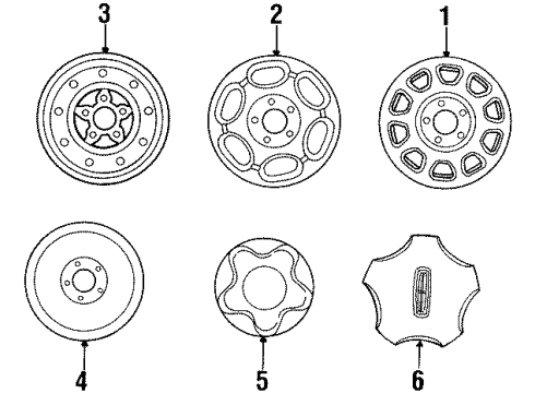 2001 Lincoln Navigator Wheels Wheel Cap Diagram for YL7Z-1130-BA