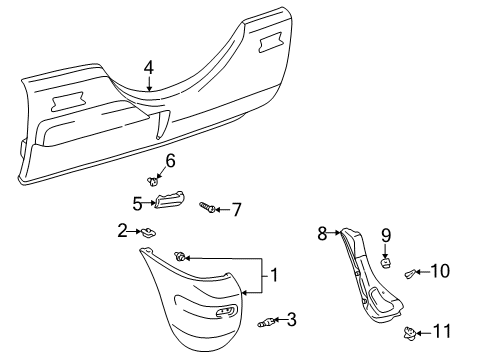 1996 Toyota RAV4 Rear Bumper End Cover Screw Diagram for 90109-06266