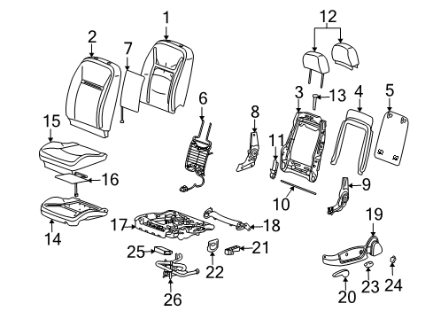 2014 Chevrolet Impala Limited Driver Seat Components Seat Back Heater Diagram for 19124637