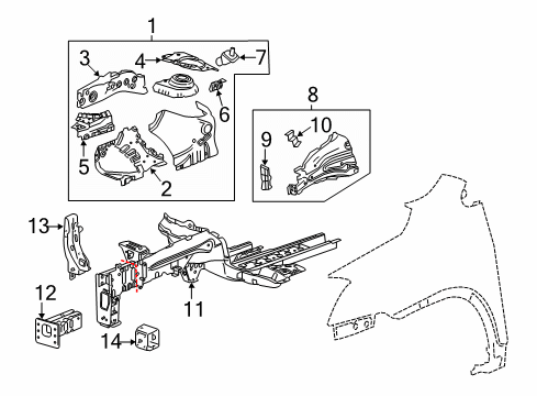 2018 Chevrolet Trax Structural Components & Rails Outer Support Diagram for 95174268