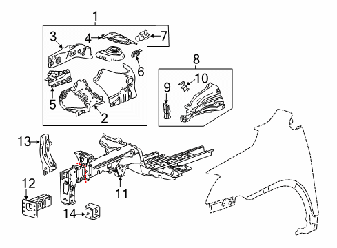 2018 Chevrolet Trax Structural Components & Rails Upper Reinforcement Diagram for 20761476