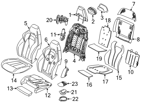2019 BMW X6 Power Seats Sports Seat Upholstery Parts Diagram for 52108067052