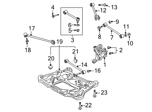 2007 Acura TSX Rear Suspension Components, Lower Control Arm, Upper Control Arm, Stabilizer Bar Arm, Left Rear Trailing Diagram for 52375-SEC-A00