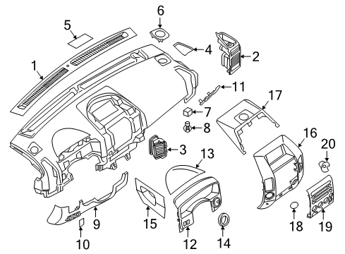 2005 Infiniti QX56 Cluster & Switches, Instrument Panel Lid-Cluster Diagram for 68270-7S603