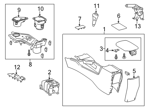 2018 Toyota RAV4 Parking Brake Console Assembly Diagram for 58901-42230-C0