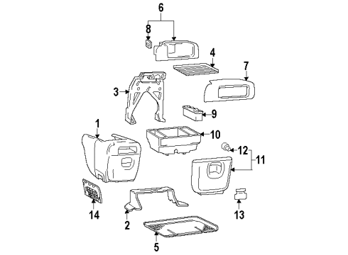 2001 Oldsmobile Silhouette Center Console Console Asm-Front Floor *Gray Diagram for 10333614