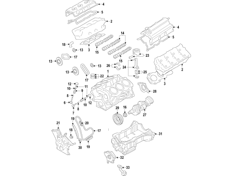 2016 Ford Police Interceptor Utility Engine Parts, Mounts, Cylinder Head & Valves, Camshaft & Timing, Variable Valve Timing, Oil Cooler, Oil Pan, Oil Pump, Crankshaft & Bearings, Pistons, Rings & Bearings Front Mount Diagram for GB5Z-6038-A