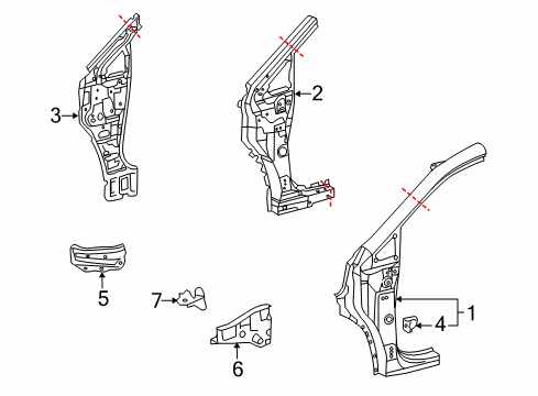 2013 Lexus RX350 Hinge Pillar Reinforcement Sub-Assy, Cowl Side, LH Diagram for 61104-0E030