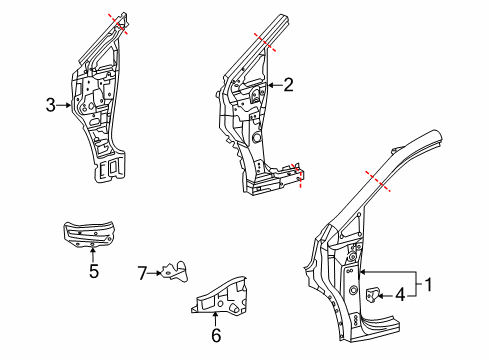 2013 Lexus RX350 Hinge Pillar Pillar, Front Body, Outer RH Diagram for 61131-48060