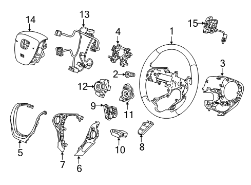 2022 Honda Ridgeline Steering Wheel & Trim Sub-Cord, Cable Reel Diagram for 77901-TG7-A40