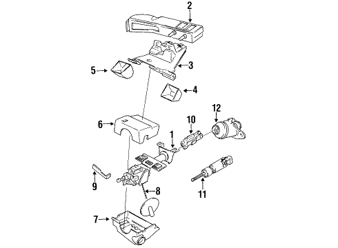 1995 Chrysler Concorde Steering Column & Wheel, Steering Gear & Linkage, Shaft & Internal Components, Shroud, Switches & Levers Column-Steering Diagram for 5083933AA