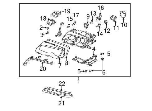 2003 BMW 330Ci Headlamps Right Headlight Diagram for 63126911456