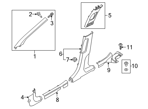 2022 Hyundai Venue Interior Trim - Pillars Trim Assembly-FR Pillar RH Diagram for 85820-K2000-MMH