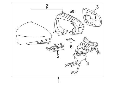 2016 Lexus LS460 Outside Mirrors ACTUATOR Sub-Assembly, Outer Mirror Diagram for 87908-50711-B1
