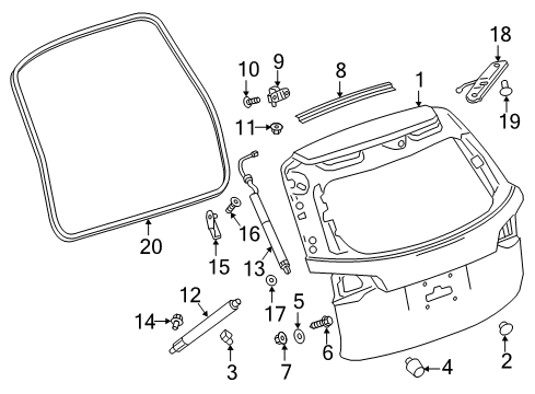 2021 Chevrolet Equinox Gate & Hardware Lift Cylinder Diagram for 84900360