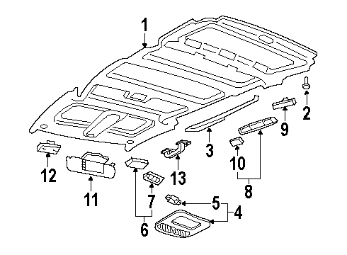 1998 Oldsmobile Silhouette Interior Trim - Roof Lamp Asm-Reading *Light Opel Gray Diagram for 10280905