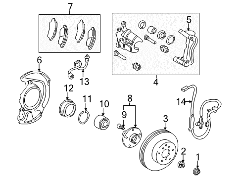 1998 Toyota Camry Front Brakes Overhaul Kit Diagram for 04479-06030