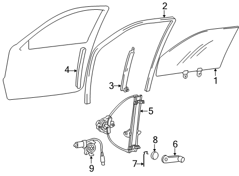 2001 Hyundai Accent Rear Door Channel Assembly-Front Door Rear, L Diagram for 82550-25200