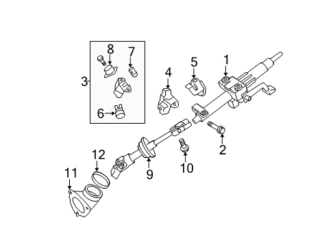 2008 Toyota Camry Ignition Lock Intermed Shaft Diagram for 45220-06114