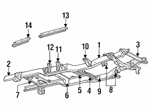 1994 Dodge Ram 1500 Frame & Components Bracket Steering DAMPER Mt Diagram for 52058222