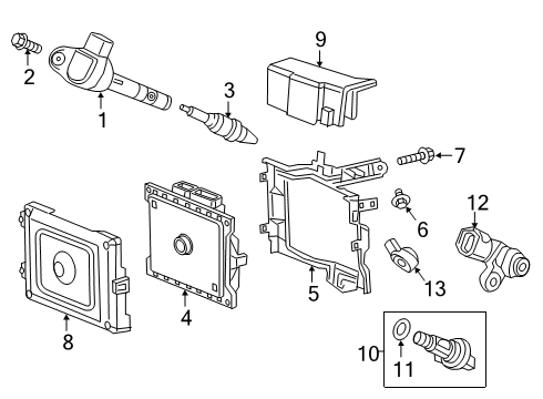 2020 Honda Passport Powertrain Control Coil Assembly, Plug Hole Diagram for 30520-5G0-A01