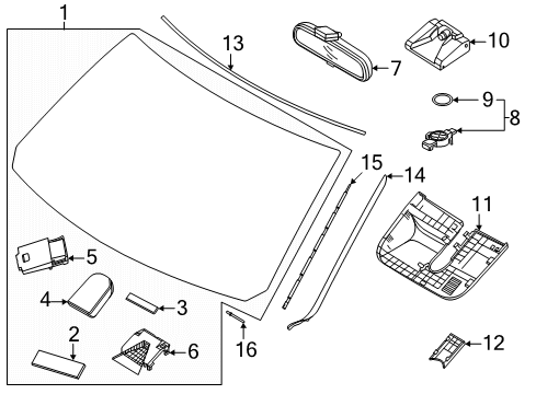 2020 Hyundai Palisade Automatic Temperature Controls Rear View Inside Mirror Assembly Diagram for 851013X100