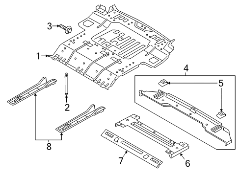 2019 Ford Expedition Rear Body & Floor Floor Rail Diagram for JL1Z-4010456-A