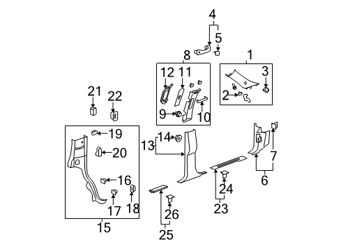 2010 Chevrolet Tahoe Power Seats Lock Pillar Trim Diagram for 22871310