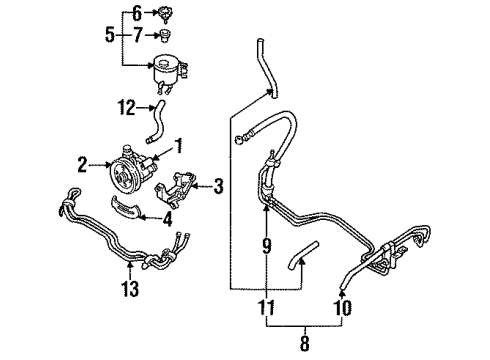 1990 Infiniti M30 P/S Pump & Hoses Tank Reservoir Diagram for 49180-43L0A