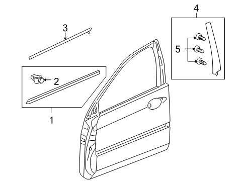 2009 Acura RL Exterior Trim - Front Door Protector, Right Front Door (Crystal Black Pearl) Diagram for 75302-SJA-A11ZD