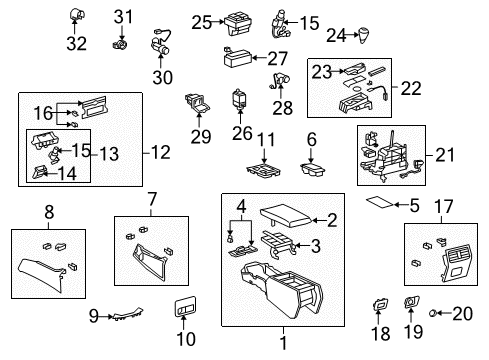 2008 Lexus LS600h Traction Control Components Box Assembly, Console Diagram for 58810-50140-A0