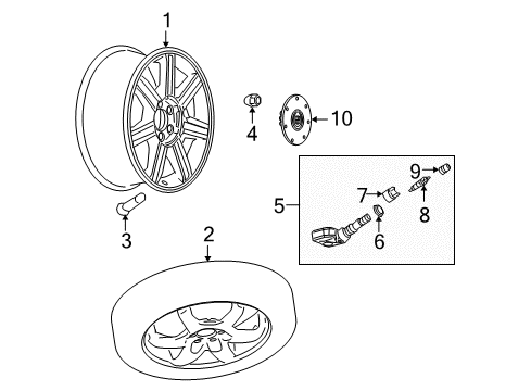 2006 Cadillac SRX Tire Pressure Monitoring Wheel, Alloy Diagram for 9595747