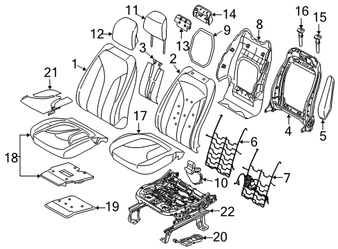 2018 Lincoln MKC Front Seat Components Seat Back Heater Diagram for EJ7Z-14D696-J