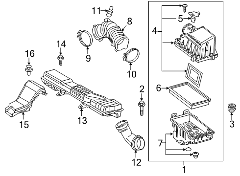 2020 Toyota Corolla Filters Air Inlet Tube Diagram for 17752-0T080