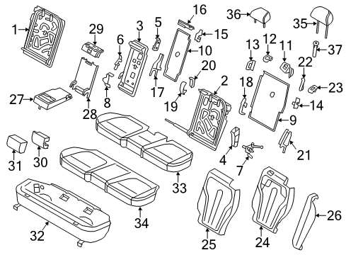 2015 BMW X5 Second Row Seats Heating Element Basic Seat Right Diagram for 52207364116