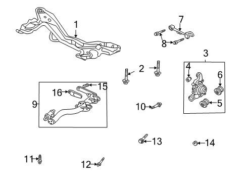 2006 Honda CR-V Rear Suspension Components, Upper Control Arm, Stabilizer Bar Bolt, Flange (12X75) Diagram for 90396-S7A-010