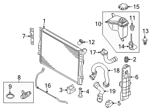 2012 BMW 128i Radiator & Components Engine Coolant Recovery Tank Diagram for 17137640515