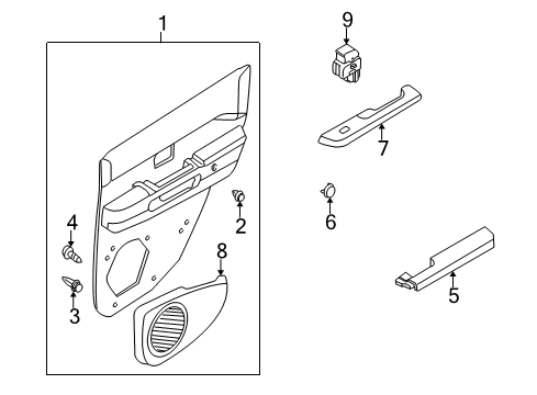 2000 Infiniti QX4 Rear Door Rear Door Armrest, Left Diagram for 82941-2W101