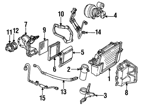 1987 Chevrolet Corvette Air Conditioner Compressor Assembly Diagram for 88964869