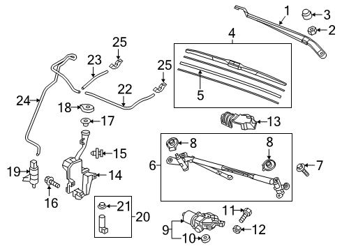 2020 Honda Passport Wipers Blade & Stabilizer Set (400MM) Diagram for 76730-THR-A21