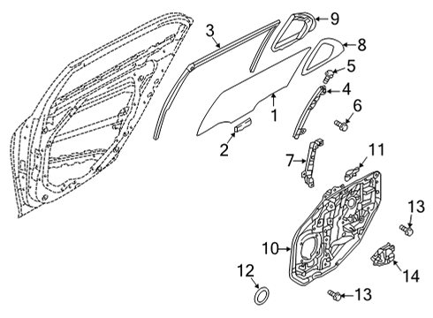 2021 Genesis G90 Rear Door Channel Assembly-Rear Door Division Diagram for 83510-D2010