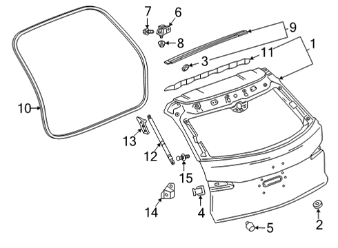 2021 Buick Envision Lift Gate Lift Cylinder Lower Bracket Diagram for 84935072