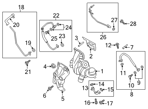 2020 Ford Fusion Turbocharger Water Inlet Diagram for FB5Z-8K153-D