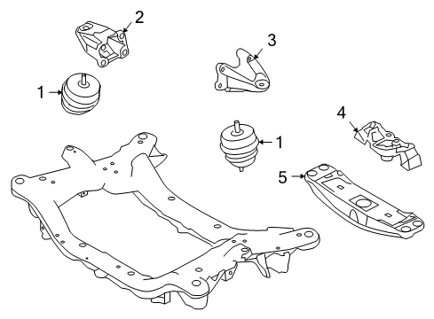 2011 Hyundai Genesis Engine & Trans Mounting Cross Member Assembly-Transmission Diagram for 21855-3M000