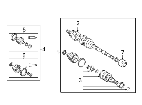 2006 Toyota Matrix Drive Axles - Front Axle Diagram for 43420-01050