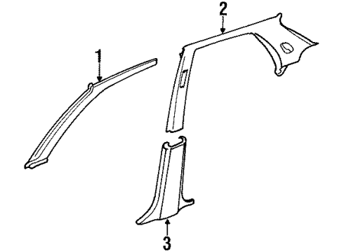 1995 Honda Civic Interior Trim - Pillars, Rocker & Floor Garnish Assy., R. FR. Pillar *NH220L* (CLEAR GRAY) Diagram for 84101-SR4-J00ZB