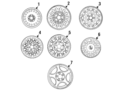 1999 Mercury Sable Wheels Wheel, Alloy Diagram for F6DZ1007B