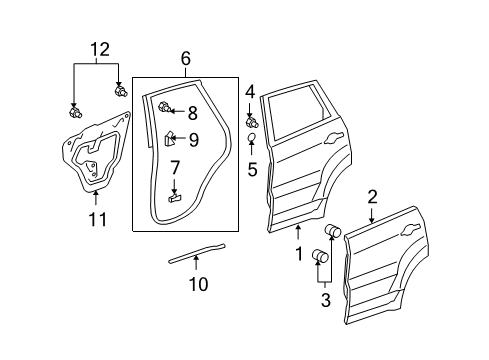 2011 Acura RDX Rear Door Panel, Left Rear Door (Dot) Diagram for 67550-STK-A90ZZ