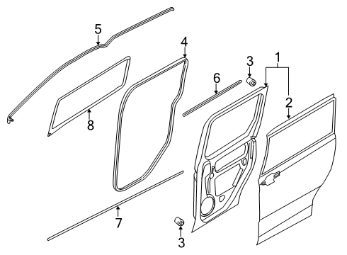 2020 Ford Transit Connect Side Loading Door - Door & Components Inner Weatherstrip Diagram for DT1Z-6125030-B