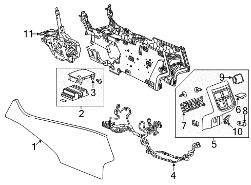 2014 Chevrolet Impala Center Console Rear Trim Diagram for 22989464
